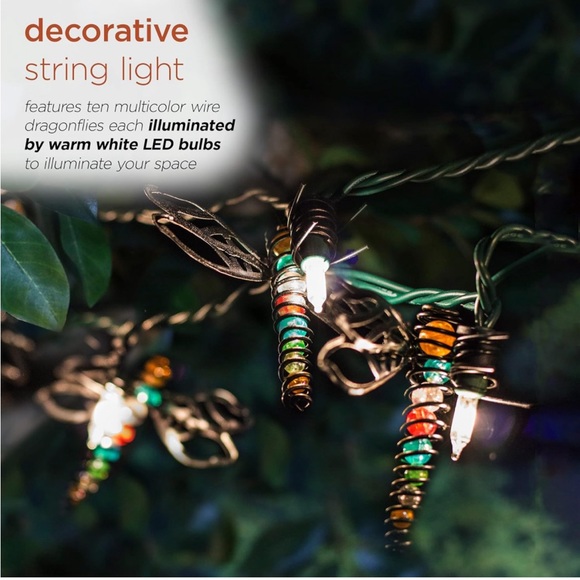 Alpine Corporation93"L Indoor10-Bulb💡DecorativeMetalDragonflyLED StringLights💡 - Picture 5 of 8